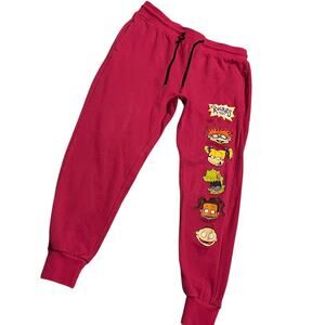 Rugrats Girl's Graphic Print Sweatpants (Youth Girl's Medium) Pink, Tommy Chucky